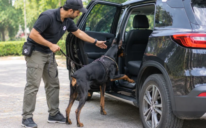trainng a dog to ride a car